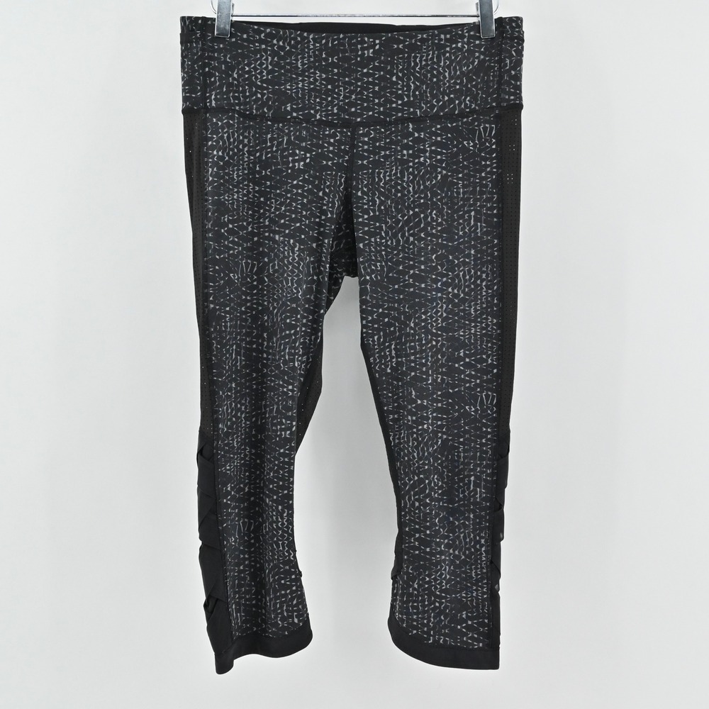 Lululemon Womens Var-City Crop Leggings Size 10 Black Luxtreme Mesh 21" Gym Yoga